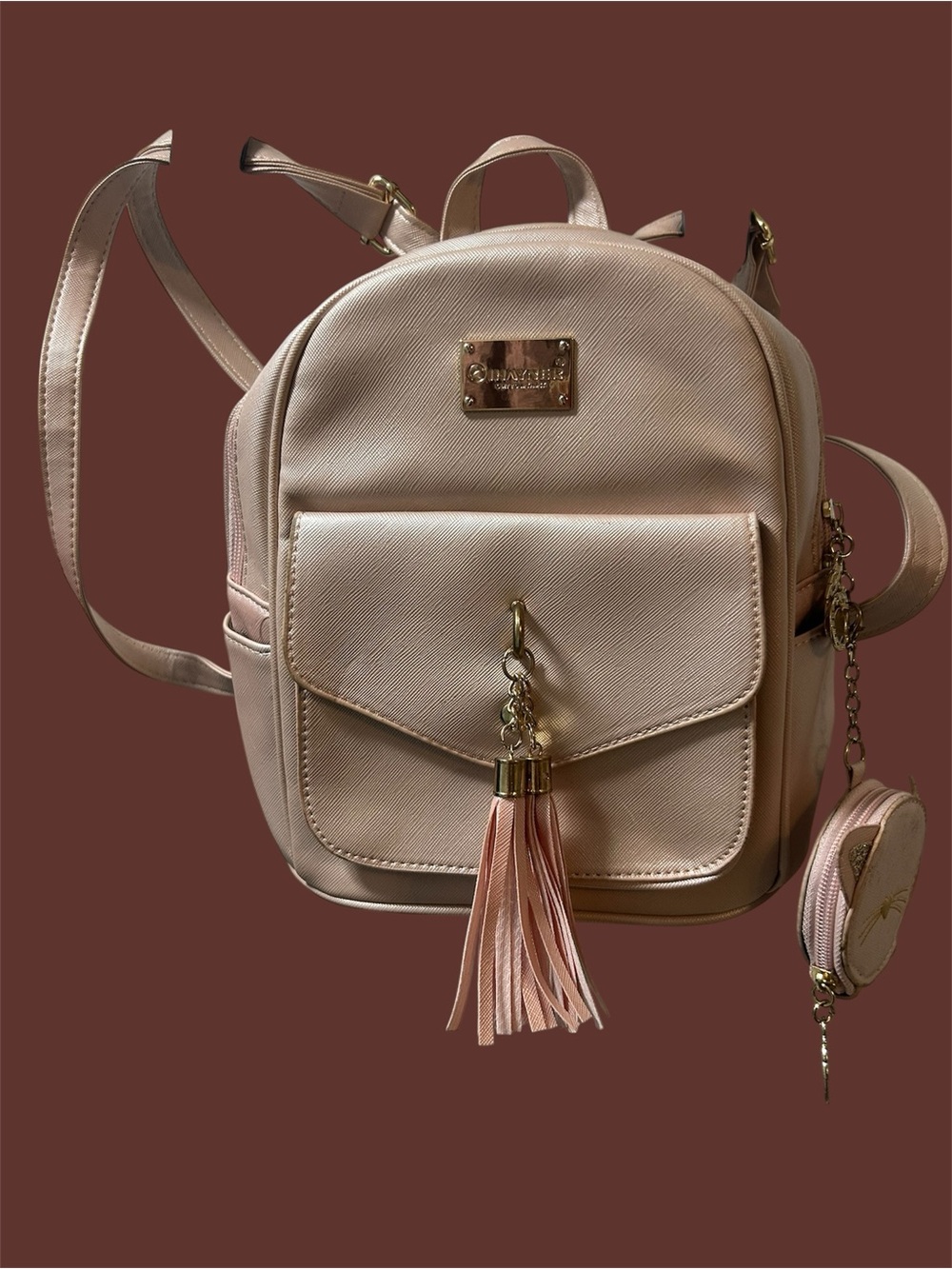 Blush Pink Mini Backpack with Tassel and Coin Pouch NWOT